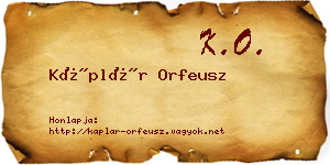 Káplár Orfeusz névjegykártya